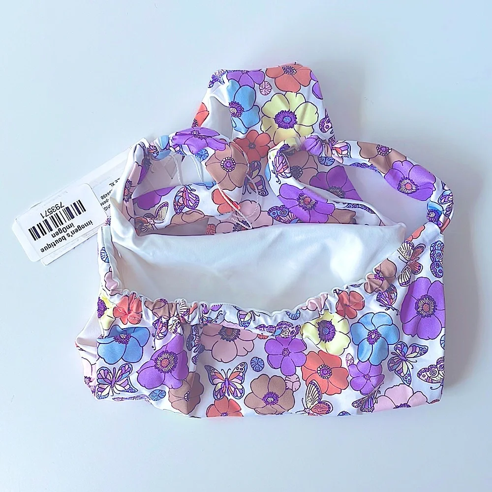 Frankie’s bikini bottoms high leg stretch side pastel mariposa pinks NWT xl